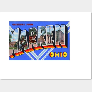 Greetings from Warren, Ohio - Vintage Large Letter Postcard Posters and Art